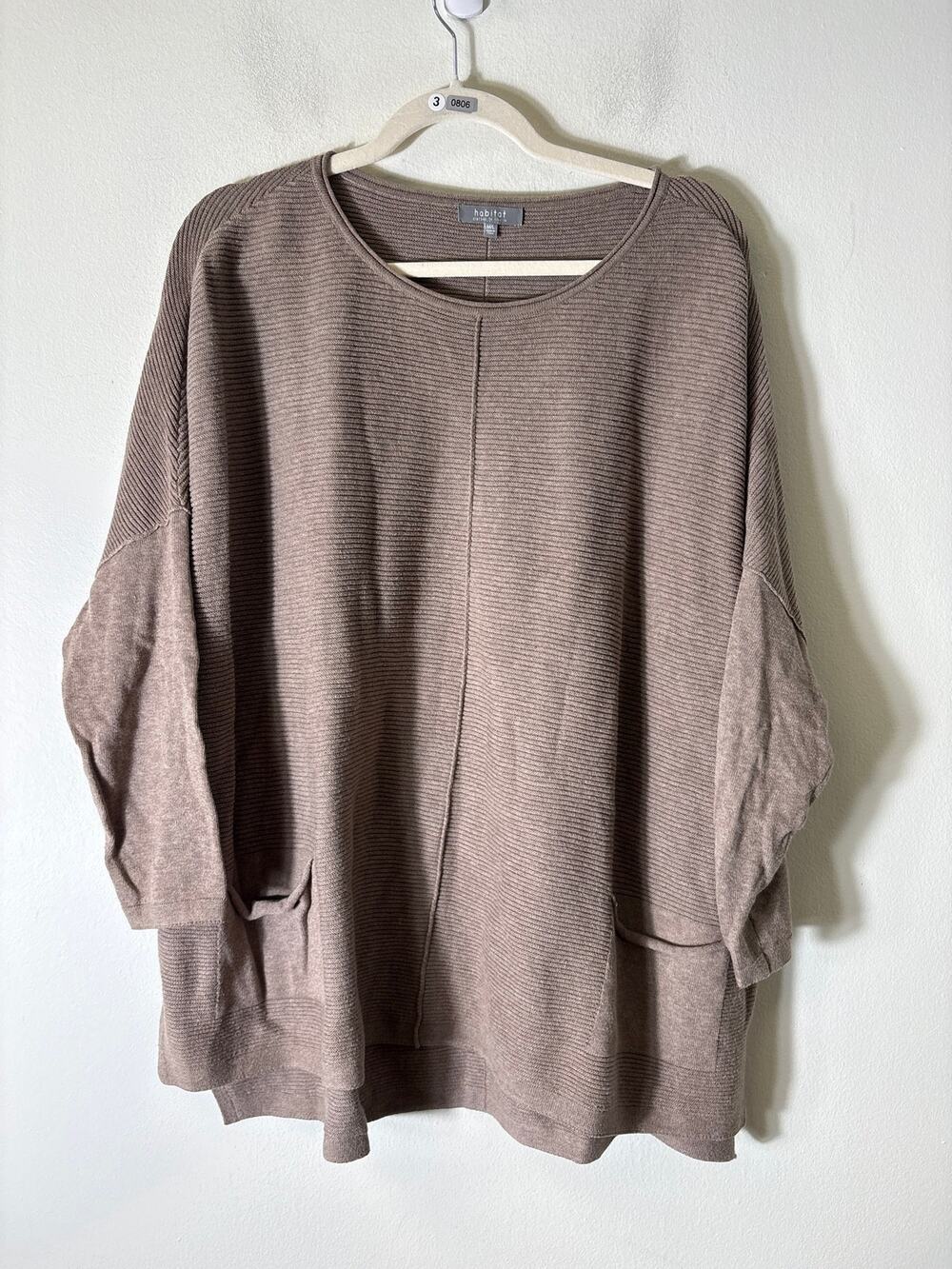Habitat Brown Horizontal Ribbed Oversized Sweater Sz M/L